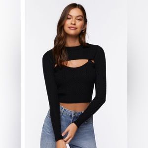 Forever 21 Cable-Knit Combo Top Black, NWT, XL